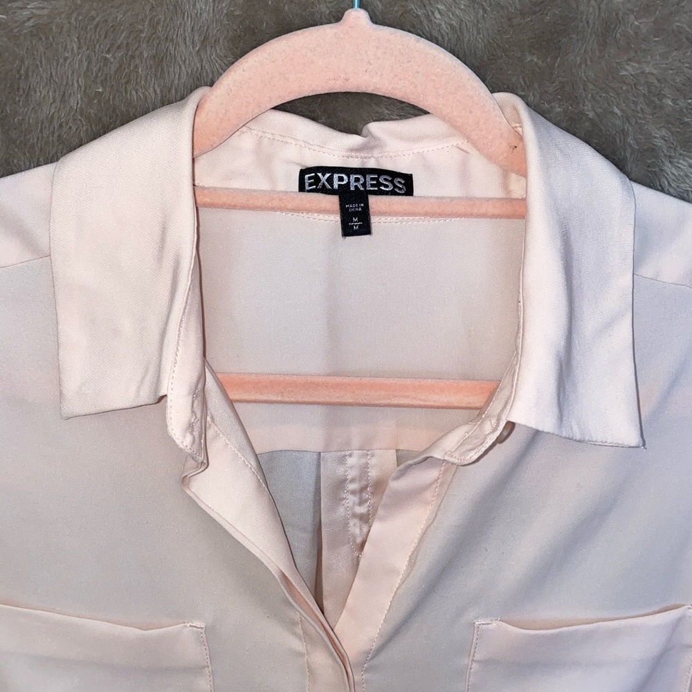 Express Button-Down Pale Pink Blouse - image 2